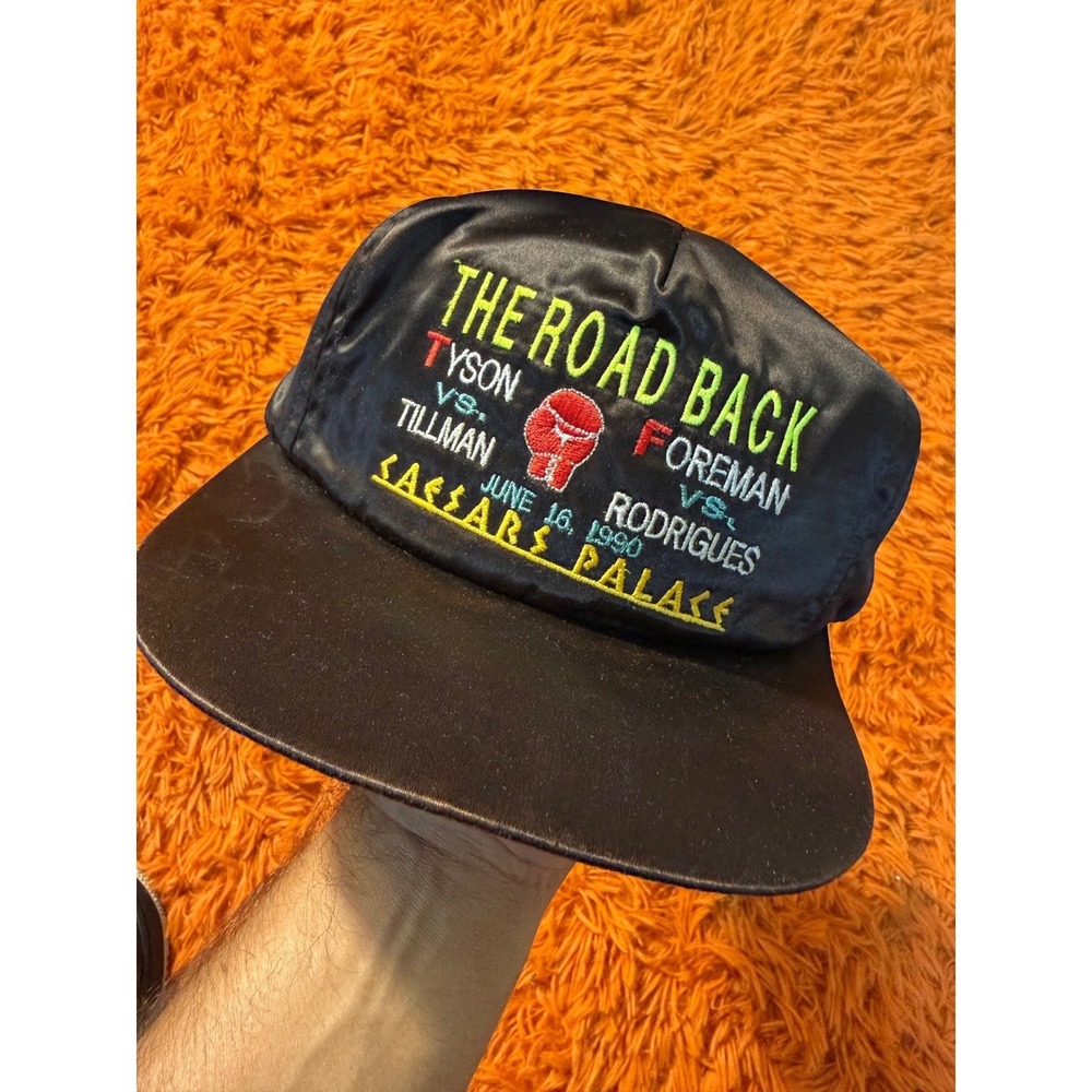 Vintage 1990 Mike Tyson Foreman Caesars Palace The Road Back Boxing Hat Black
